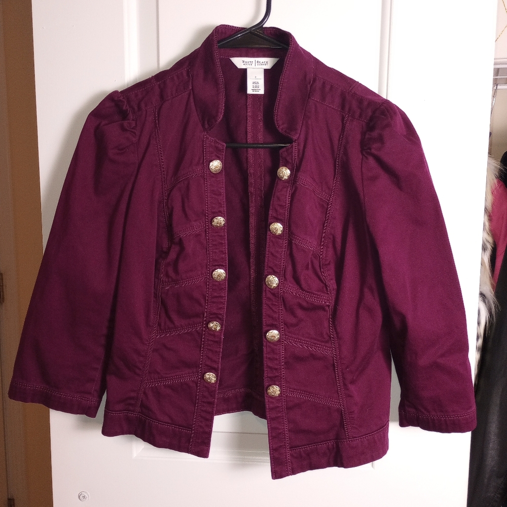 Burgundy Button-Up Jacket Military Style